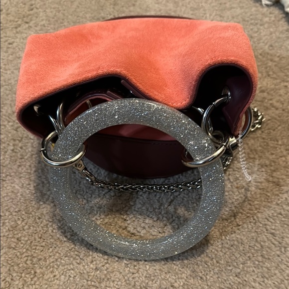 Milanblocks Coral and Burgundy Suede Bag - Picture 4 of 15